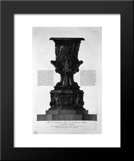 Great Ancient Vase With Its Marble Pedestal Found At Hadrian`S Villa In 1769 20x24 Black Modern Wood Framed Art Print Poster by Piranesi, Giovanni Battista