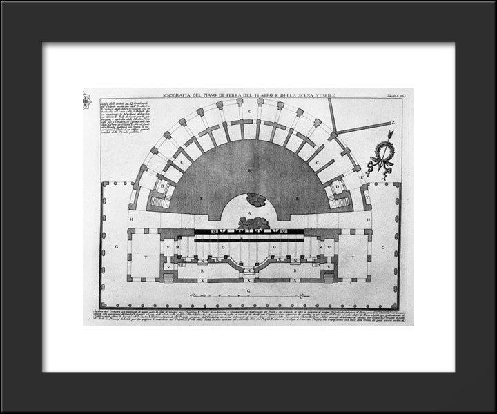 Ground Plan Of The Ground Floor Of The Theater And The Stage Of Stable 20x24 Black Modern Wood Framed Art Print Poster by Piranesi, Giovanni Battista