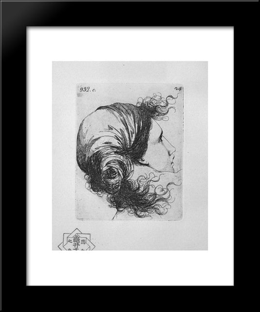 Head Of A Woman 20x24 Black Modern Wood Framed Art Print Poster by Piranesi, Giovanni Battista