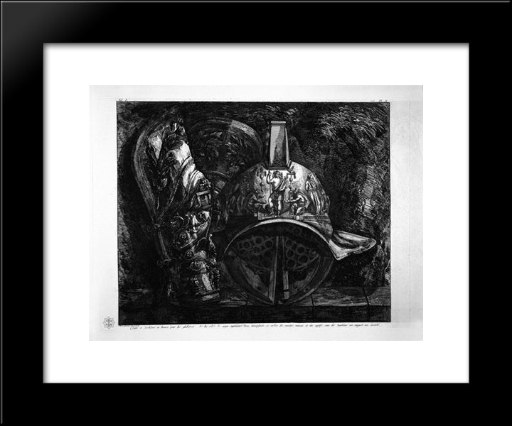 Helmet And Bronze Gladiator Leggings 20x24 Black Modern Wood Framed Art Print Poster by Piranesi, Giovanni Battista