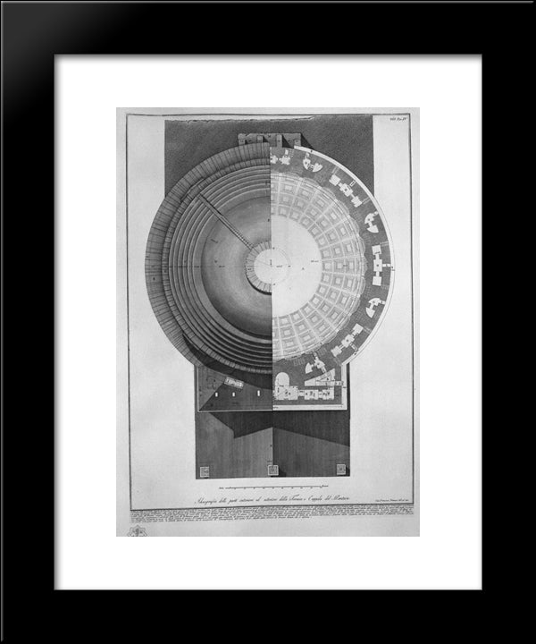 Iconography Of The Parts Of The Inner And Outer Tube Or Dome Of The Pantheon 20x24 Black Modern Wood Framed Art Print Poster by Piranesi, Giovanni Battista