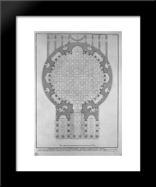 Iconography Of The Present State Of The Pantheon 20x24 Black Modern Wood Framed Art Print Poster by Piranesi, Giovanni Battista