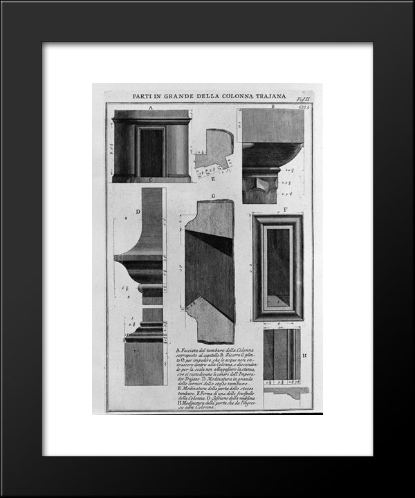 In Large Parts Of The Trajan Column 20x24 Black Modern Wood Framed Art Print Poster by Piranesi, Giovanni Battista