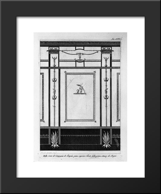 In The House Of Pompeii, The Upper Floor Wall Of The First Room Of Bath 20x24 Black Modern Wood Framed Art Print Poster by Piranesi, Giovanni Battista