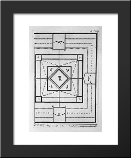 In The House Of Pompeii, Upper Floor Wall Short Dell`Antistufa 20x24 Black Modern Wood Framed Art Print Poster by Piranesi, Giovanni Battista