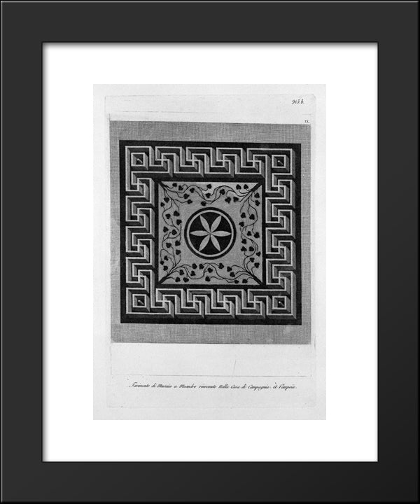 In The House Of Pompeii, Upstairs Portion Of The Short Wall In The Small Courtyard Of Bathrooms 20x24 Black Modern Wood Framed Art Print Poster by Piranesi, Giovanni Battista