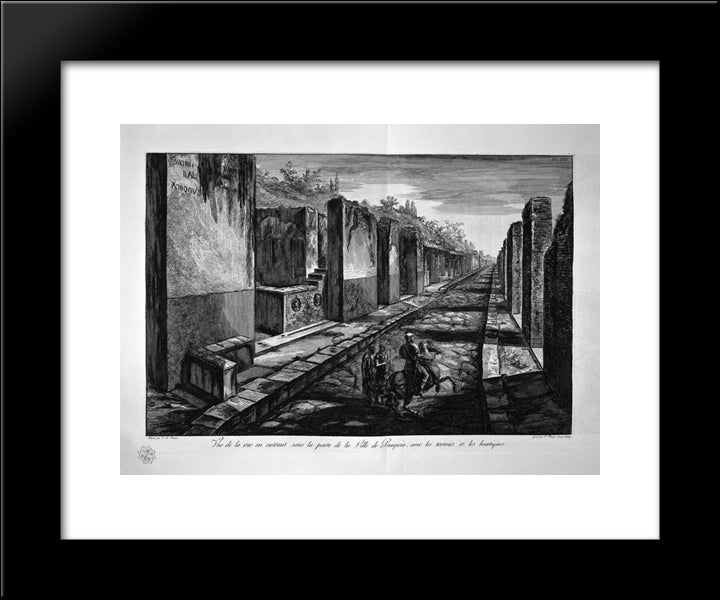 Inscriptions Found In The Buildings Adjacent To The Port City Of Pompeii 20x24 Black Modern Wood Framed Art Print Poster by Piranesi, Giovanni Battista