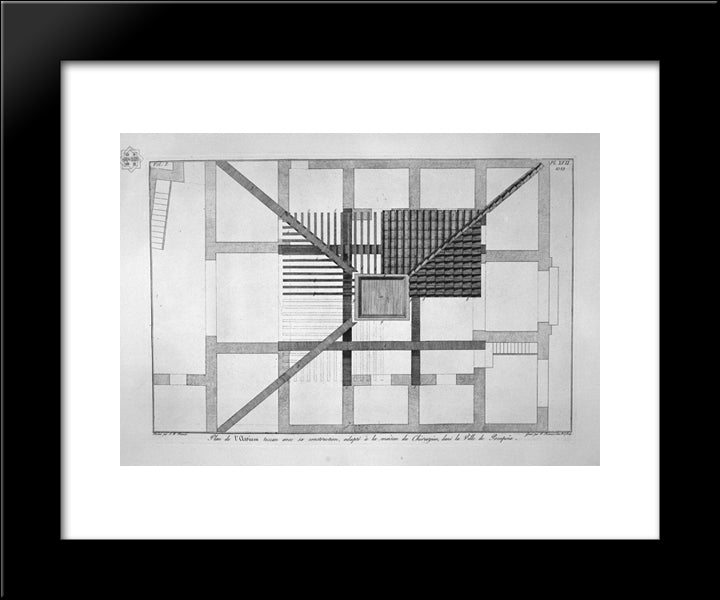 Interior Of House Cavedio 20x24 Black Modern Wood Framed Art Print Poster by Piranesi, Giovanni Battista