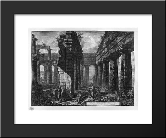 Interior Of Pronaos Of The Temple Itself, Which Looks Toward The Ground 20x24 Black Modern Wood Framed Art Print Poster by Piranesi, Giovanni Battista