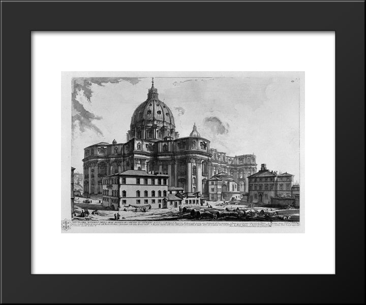 Interior View Of The Basilica Of St. Peter In The Vatican Near The Grandstand 20x24 Black Modern Wood Framed Art Print Poster by Piranesi, Giovanni Battista