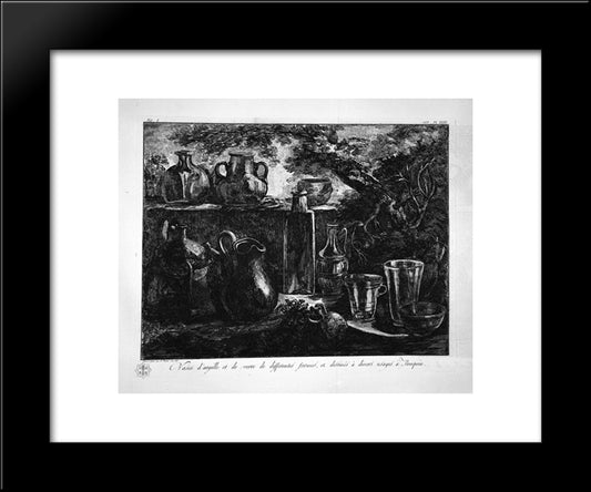 Jars Of Clay And Glass Found In Pompeii 20x24 Black Modern Wood Framed Art Print Poster by Piranesi, Giovanni Battista