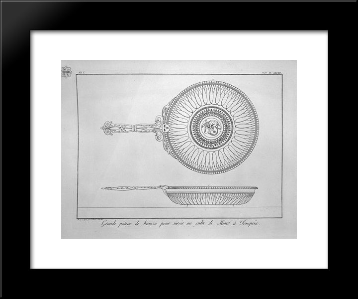 Large Bronze Paten Destined To The Worship Of Mars At Pompeii (Inc. In Outline) 20x24 Black Modern Wood Framed Art Print Poster by Piranesi, Giovanni Battista