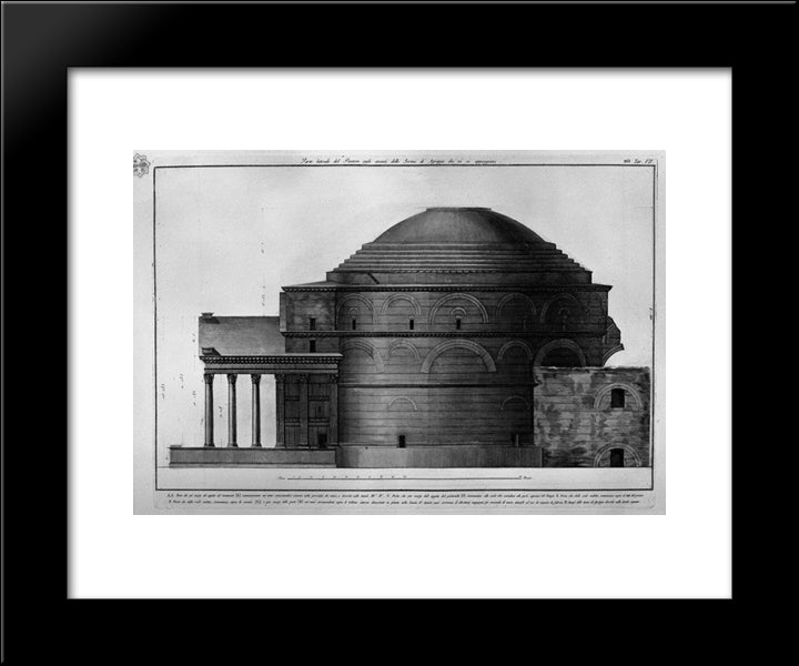 Lateral Part Of The Pantheon Remains Of The Baths Of Agrippa Which Are Supported 20x24 Black Modern Wood Framed Art Print Poster by Piranesi, Giovanni Battista