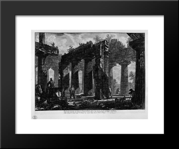 Leftovers Behind The Pronaos Of Which The Above Table 20x24 Black Modern Wood Framed Art Print Poster by Piranesi, Giovanni Battista
