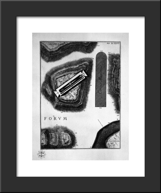 Location Of The Circus Maximus 20x24 Black Modern Wood Framed Art Print Poster by Piranesi, Giovanni Battista
