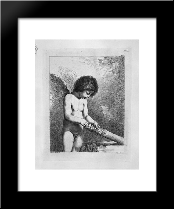 Love Chooses An Arrow In The Quiver, By Guercino 20x24 Black Modern Wood Framed Art Print Poster by Piranesi, Giovanni Battista