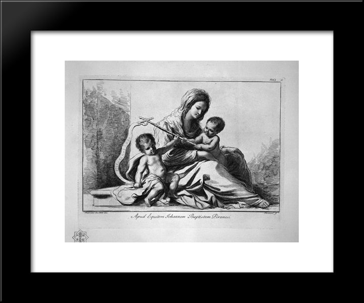 Madonna And Child With St. John The Baptist 20x24 Black Modern Wood Framed Art Print Poster by Piranesi, Giovanni Battista