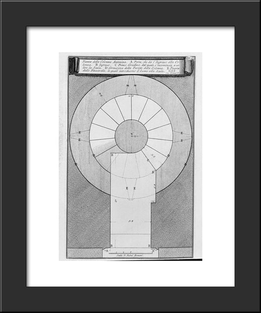 Map Of The Antonine Column 20x24 Black Modern Wood Framed Art Print Poster by Piranesi, Giovanni Battista