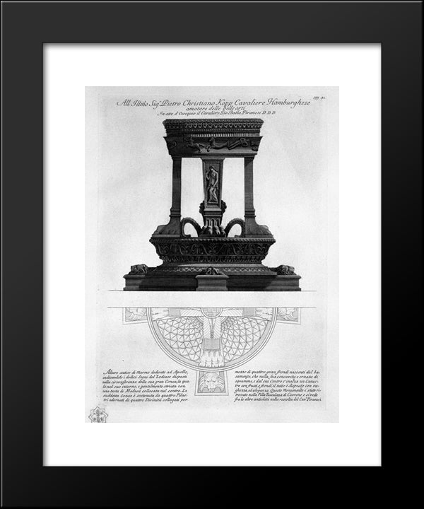 Marble Tripod Dedicated To Apollo, Found In The Villa Of Cicero Tuscolana 20x24 Black Modern Wood Framed Art Print Poster by Piranesi, Giovanni Battista