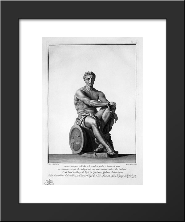 Mars Seated 20x24 Black Modern Wood Framed Art Print Poster by Piranesi, Giovanni Battista