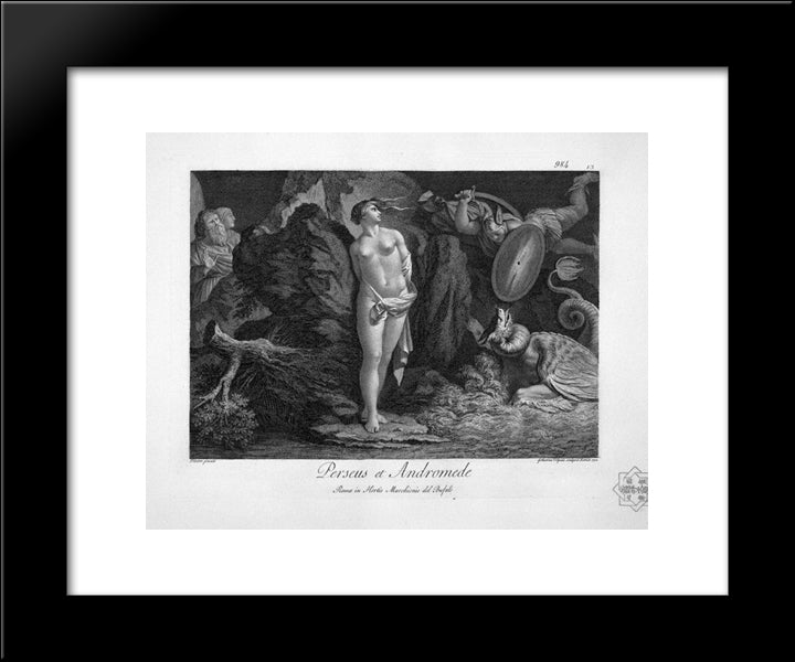 Meleager And Atalanta 20x24 Black Modern Wood Framed Art Print Poster by Piranesi, Giovanni Battista