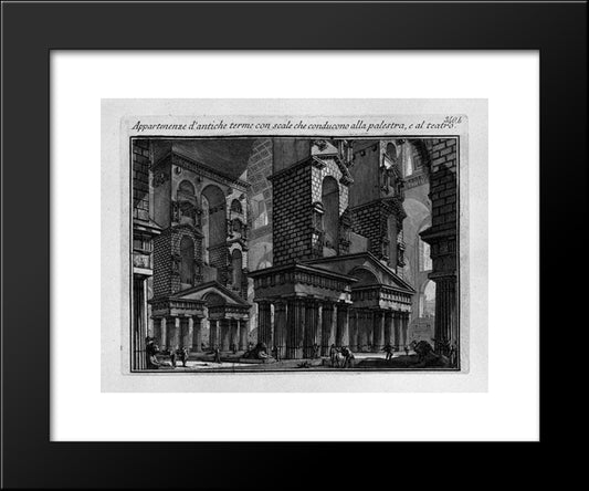 Memberships Of Ancient Baths With Stairs Leading To The Gymnasium And The Theatre 20x24 Black Modern Wood Framed Art Print Poster by Piranesi, Giovanni Battista