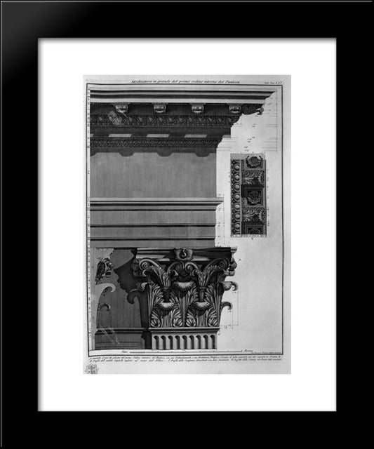 Modinatura In Great Internal Order Of The First Of The Pantheon 20x24 Black Modern Wood Framed Art Print Poster by Piranesi, Giovanni Battista