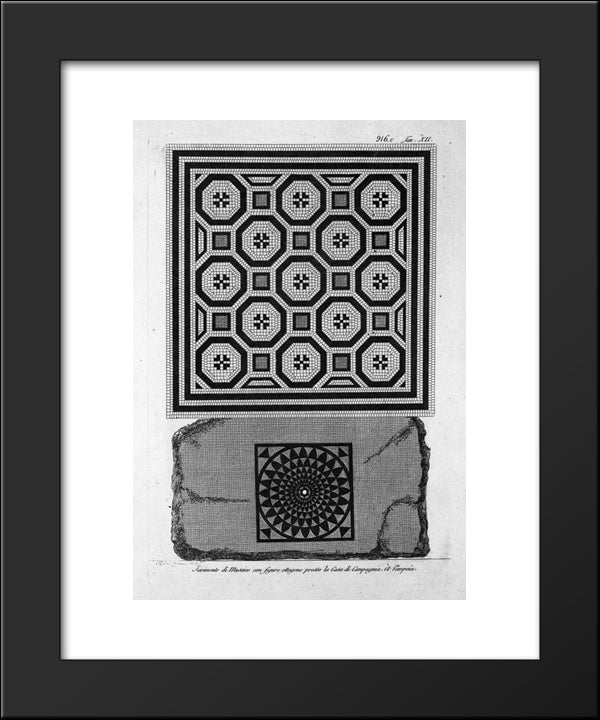 Musaico Floor-Length In The Country House Of Stella 20x24 Black Modern Wood Framed Art Print Poster by Piranesi, Giovanni Battista