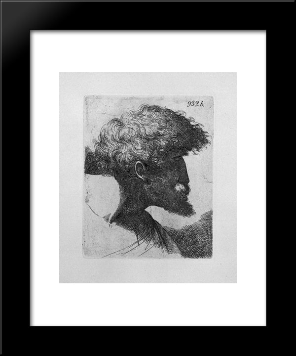 Old Man`S Head In Profile 20x24 Black Modern Wood Framed Art Print Poster by Piranesi, Giovanni Battista