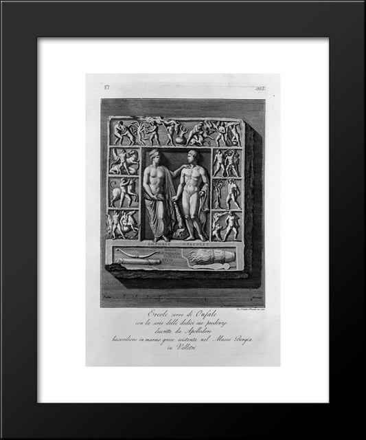 Other Greek Marble Bas-Relief With Hercules And Omphale, Exists In The Same Museum (Inc F Piranesi) 20x24 Black Modern Wood Framed Art Print Poster by Piranesi, Giovanni Battista
