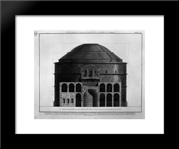 Part Of The Back Of The Pantheon With The Remains Of The Baths Of Agrippa Which Are Supported 20x24 Black Modern Wood Framed Art Print Poster by Piranesi, Giovanni Battista