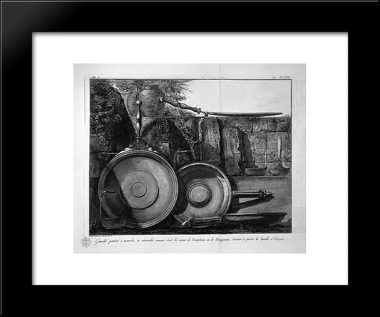 Paterae, And Utensils With A Handle To Draw Water, Found In Pompeii 20x24 Black Modern Wood Framed Art Print Poster by Piranesi, Giovanni Battista