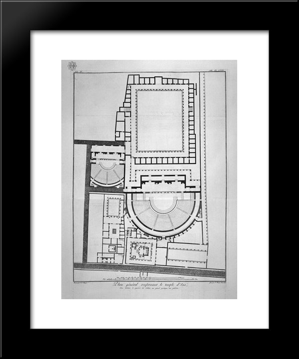 Piano Prospettico Del Capitello All`Ingresso Della Casa Prospiciente La Basilica 20x24 Black Modern Wood Framed Art Print Poster by Piranesi, Giovanni Battista