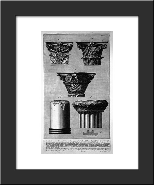Pieces Of Columns And Capitals 20x24 Black Modern Wood Framed Art Print Poster by Piranesi, Giovanni Battista