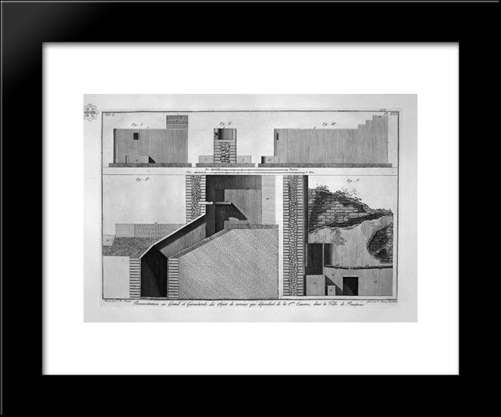 Plan And Cross Section Of The First Tavern 20x24 Black Modern Wood Framed Art Print Poster by Piranesi, Giovanni Battista