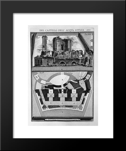 Plan And Elevation Of The Castle Ruins Stripped Of Any Building Addition 20x24 Black Modern Wood Framed Art Print Poster by Piranesi, Giovanni Battista