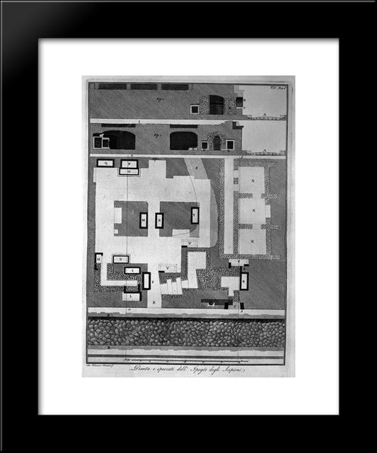 Plan And Sections Of The Hypogeum Of The Scipios 20x24 Black Modern Wood Framed Art Print Poster by Piranesi, Giovanni Battista