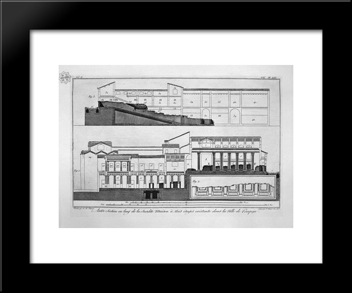 Plan Of The First And Third Floors Of The Three-Story House 20x24 Black Modern Wood Framed Art Print Poster by Piranesi, Giovanni Battista