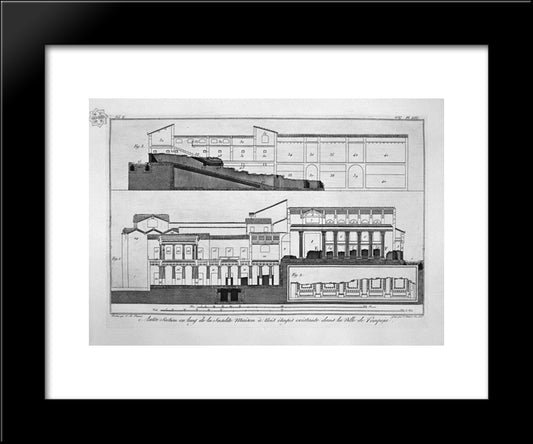 Plan Of The First And Third Floors Of The Three-Story House 20x24 Black Modern Wood Framed Art Print Poster by Piranesi, Giovanni Battista