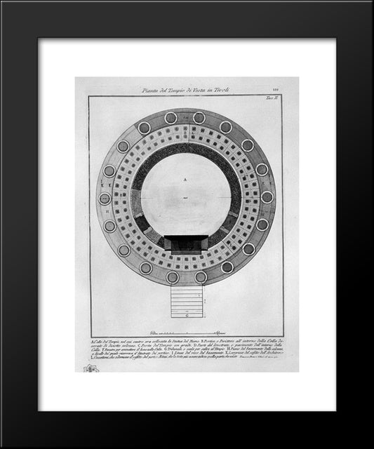 Plan Of The Temple Of Vesta In Tivoli 20x24 Black Modern Wood Framed Art Print Poster by Piranesi, Giovanni Battista