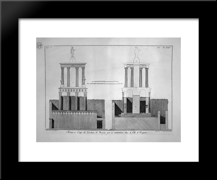 Plan Of The Tomb Of Mamia And Outbuildings, In Pompeii 20x24 Black Modern Wood Framed Art Print Poster by Piranesi, Giovanni Battista