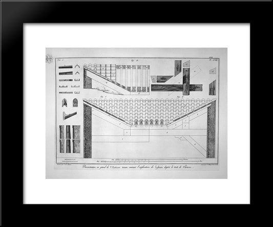 Plan Of Tuscan Atrium Of The Cavedio House 20x24 Black Modern Wood Framed Art Print Poster by Piranesi, Giovanni Battista