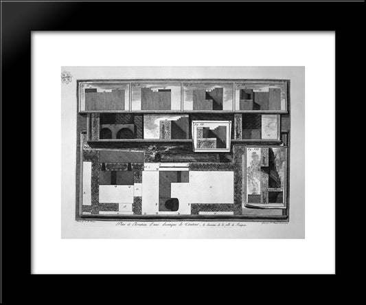 Plans Of Elevations And Sections Of Thermopolium 20x24 Black Modern Wood Framed Art Print Poster by Piranesi, Giovanni Battista