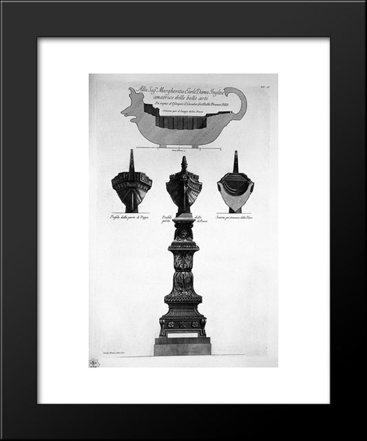 Profiles And Sections Of The Ship Above 20x24 Black Modern Wood Framed Art Print Poster by Piranesi, Giovanni Battista
