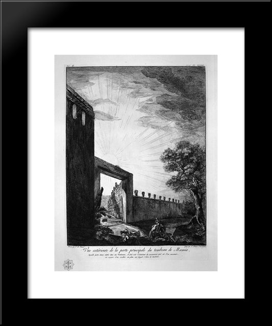 Profiles In Large Ionic Order Forming The Upper Part Of The Tomb 20x24 Black Modern Wood Framed Art Print Poster by Piranesi, Giovanni Battista