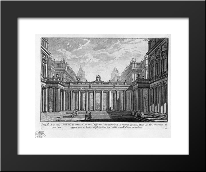 Prospect Of A Royal Courtyard With A Loggia In The Middle 20x24 Black Modern Wood Framed Art Print Poster by Piranesi, Giovanni Battista