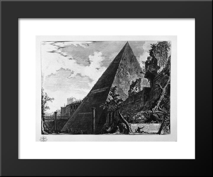 Pyramid Of Caius Cestius 20x24 Black Modern Wood Framed Art Print Poster by Piranesi, Giovanni Battista