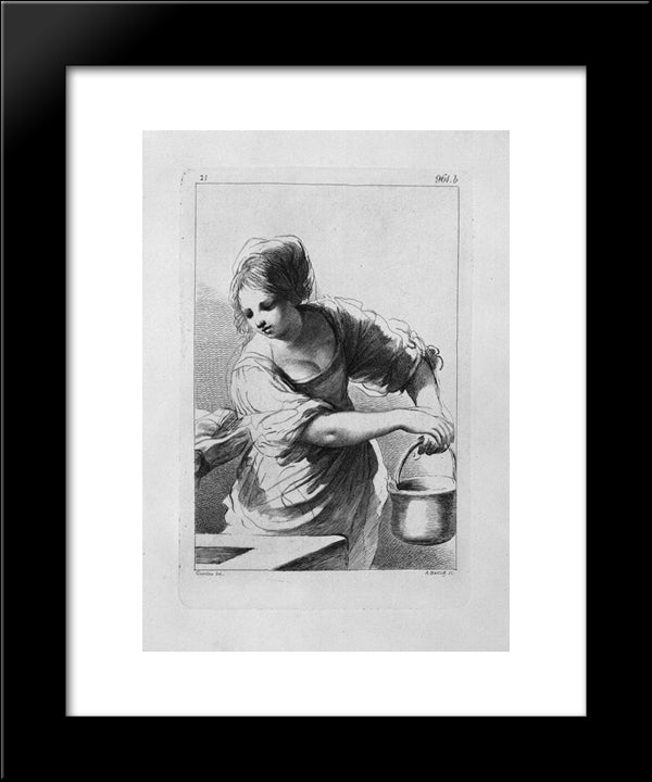 Rebecca At The Well, By Guercino 20x24 Black Modern Wood Framed Art Print Poster by Piranesi, Giovanni Battista