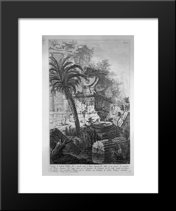 Remains Of Ancient Buildings Including The Urn Burial Evvia Porphyry Of Marcus Agrippa 20x24 Black Modern Wood Framed Art Print Poster by Piranesi, Giovanni Battista