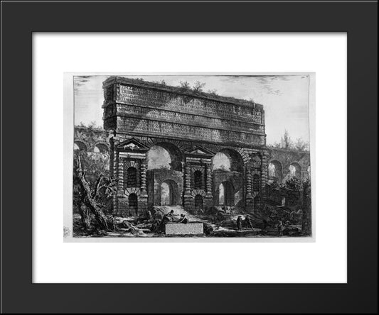 Remains Of Aqueducts Neroniani 20x24 Black Modern Wood Framed Art Print Poster by Piranesi, Giovanni Battista